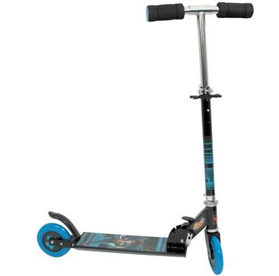 Une Trottinette "BeyBlade" de Couleur Bleu, avec Guidon Ajustable de Niveau de Hauteur, Système de Freinage par pulsion Roue Arrière 2 Roues