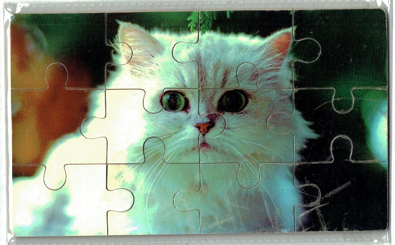 Puzzle en Bois, "Le Chat Blanc", 12 Pièces En Bois, avec une Épaisseur de 3mm, un Jeu en Bois pour éveiller les petits...