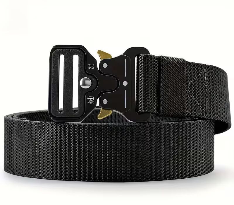 Ceintures Durable en, "Toile de Nylon Noir", Idéal pour le sport, avec une Boucle Tactique Spécifique à l'utilisation Actif, le Sport, le Travail, la Randonnée" avec Dégagement Rapide...