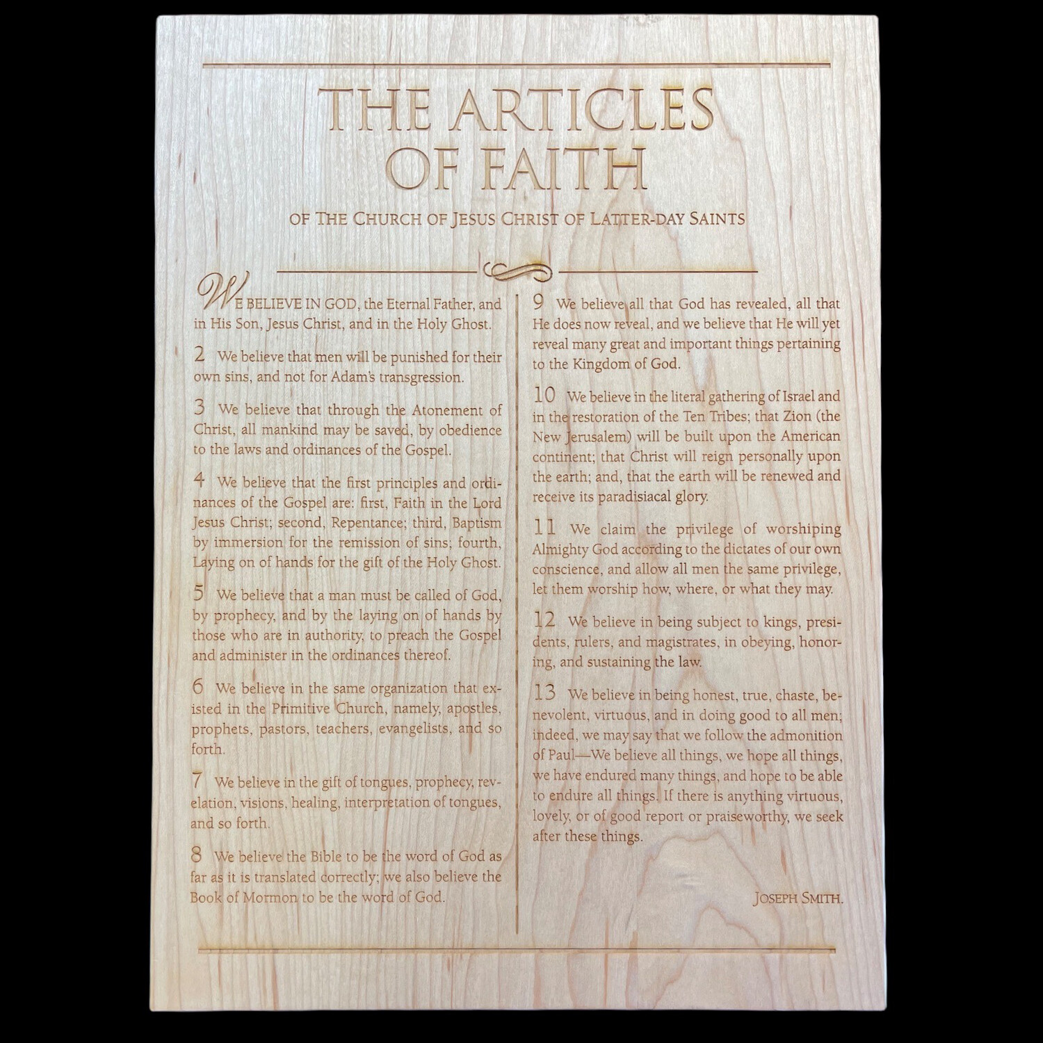 The Articles Of Faith Plaque
