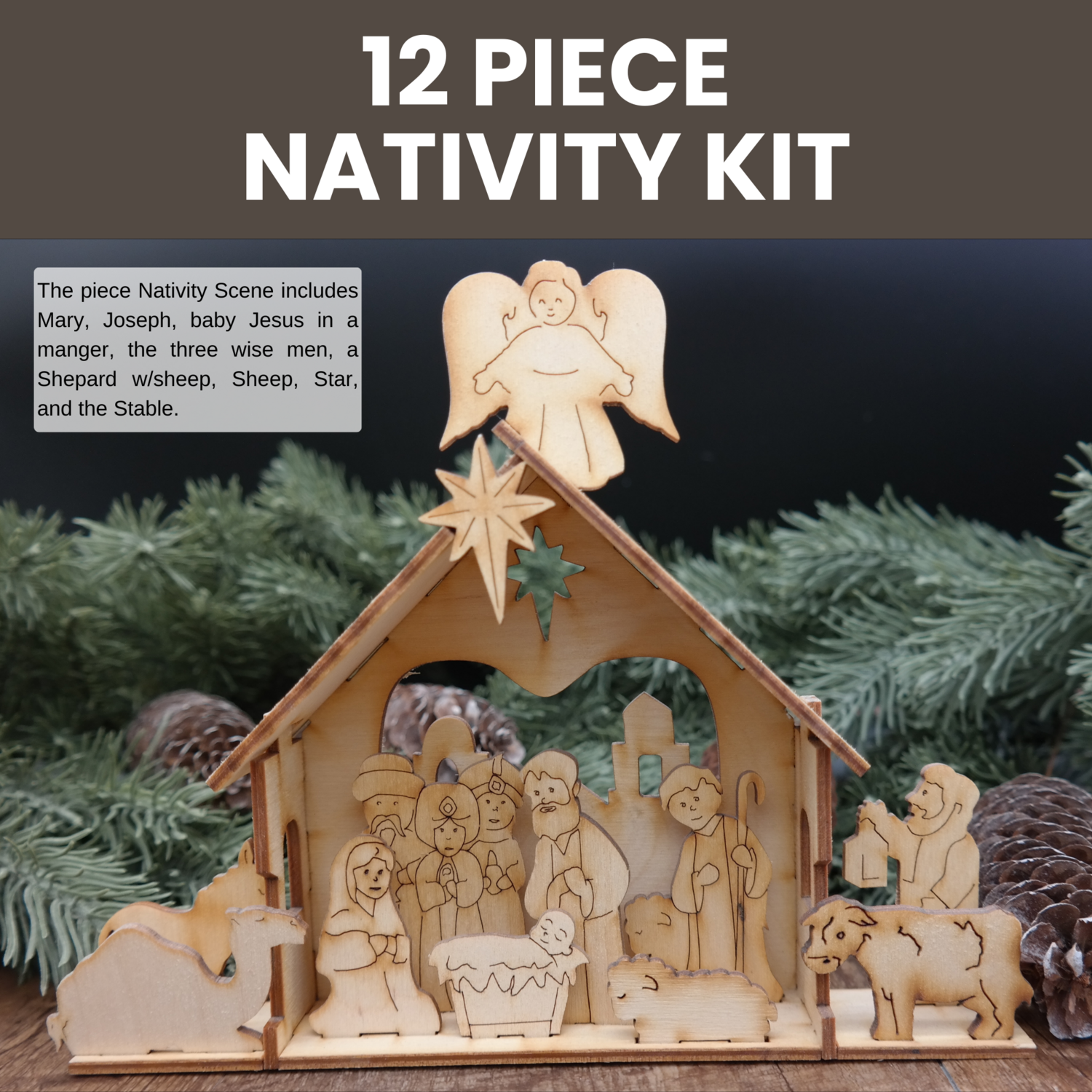 12 Piece, Nativity Scene, Flat Pack