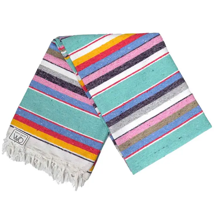 WP 100% Cotton Mint Pastel Serape Mexican Blanket