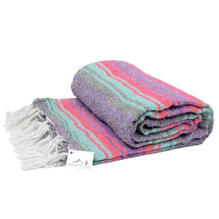 WP Grey and Coral Mint Mexican Falsa Blanket