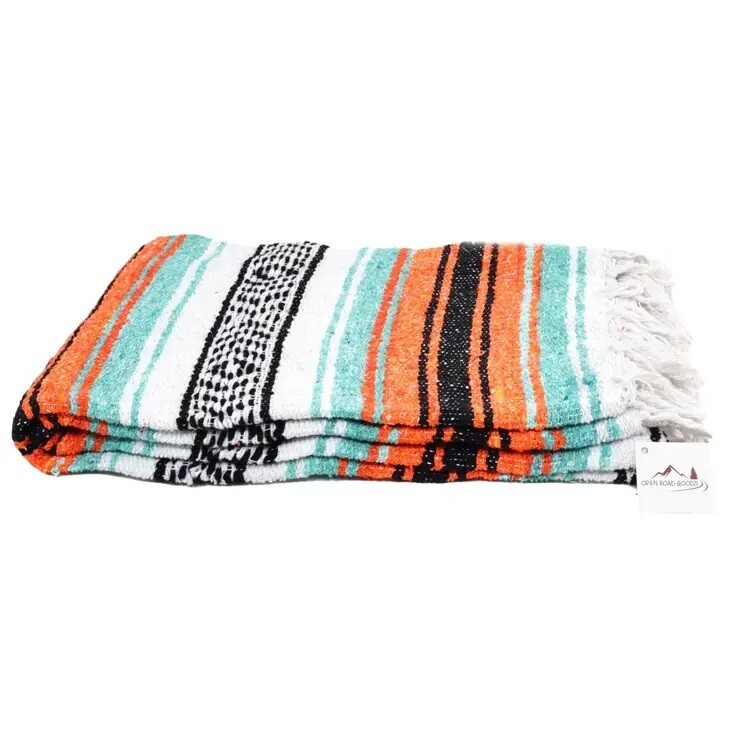 WP Mint and Orange Mexican Falsa Yoga Blanket