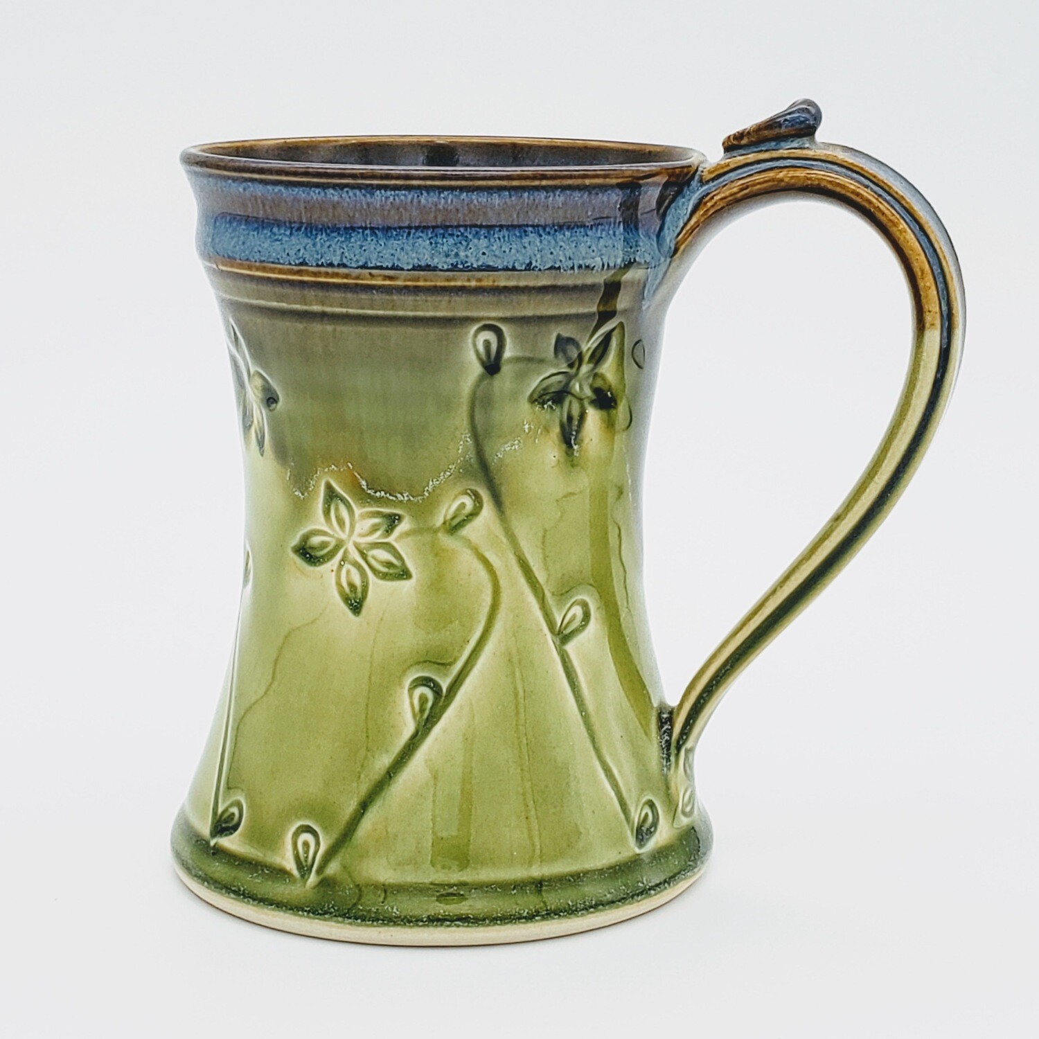 8oz Mugs with flowers, color: Green