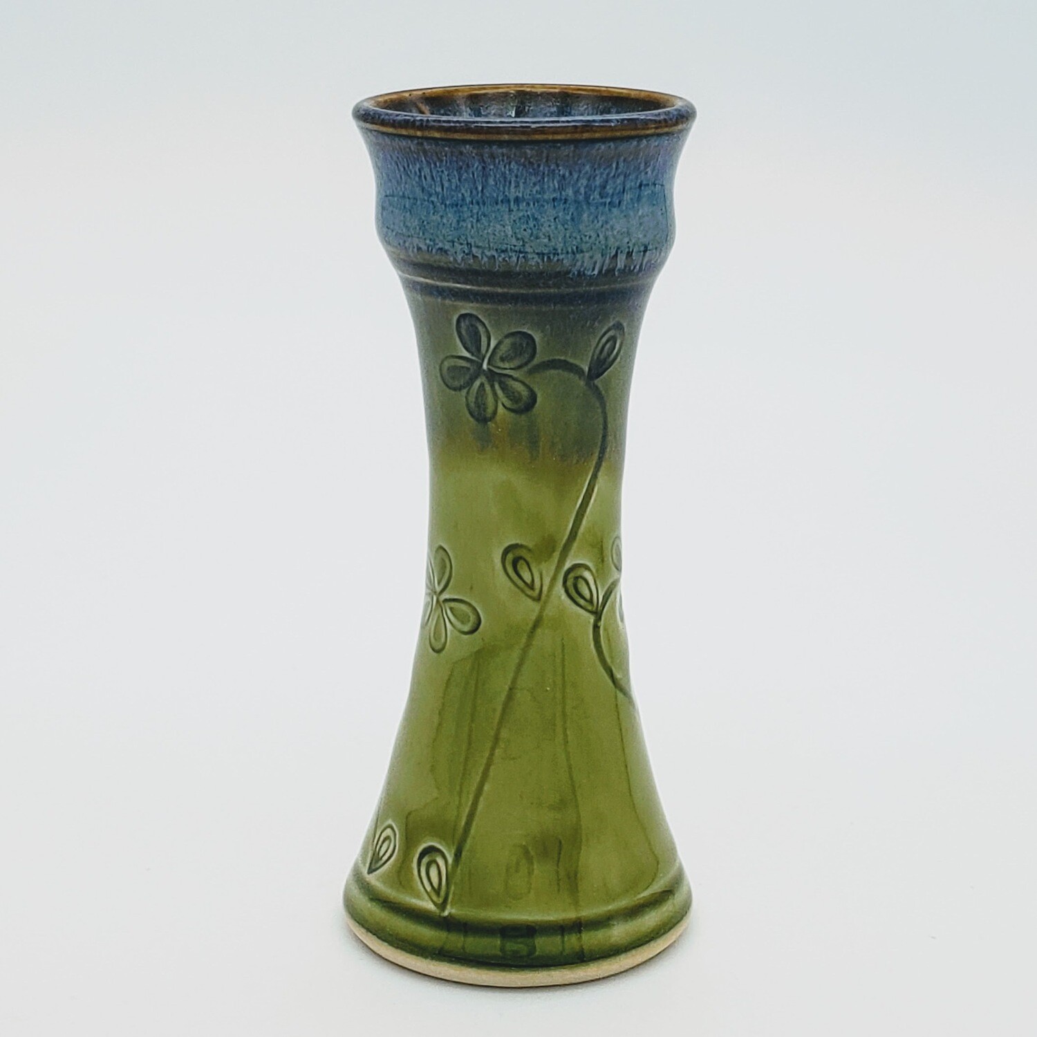Small Amphora Vase with flower pattern, Color: Green