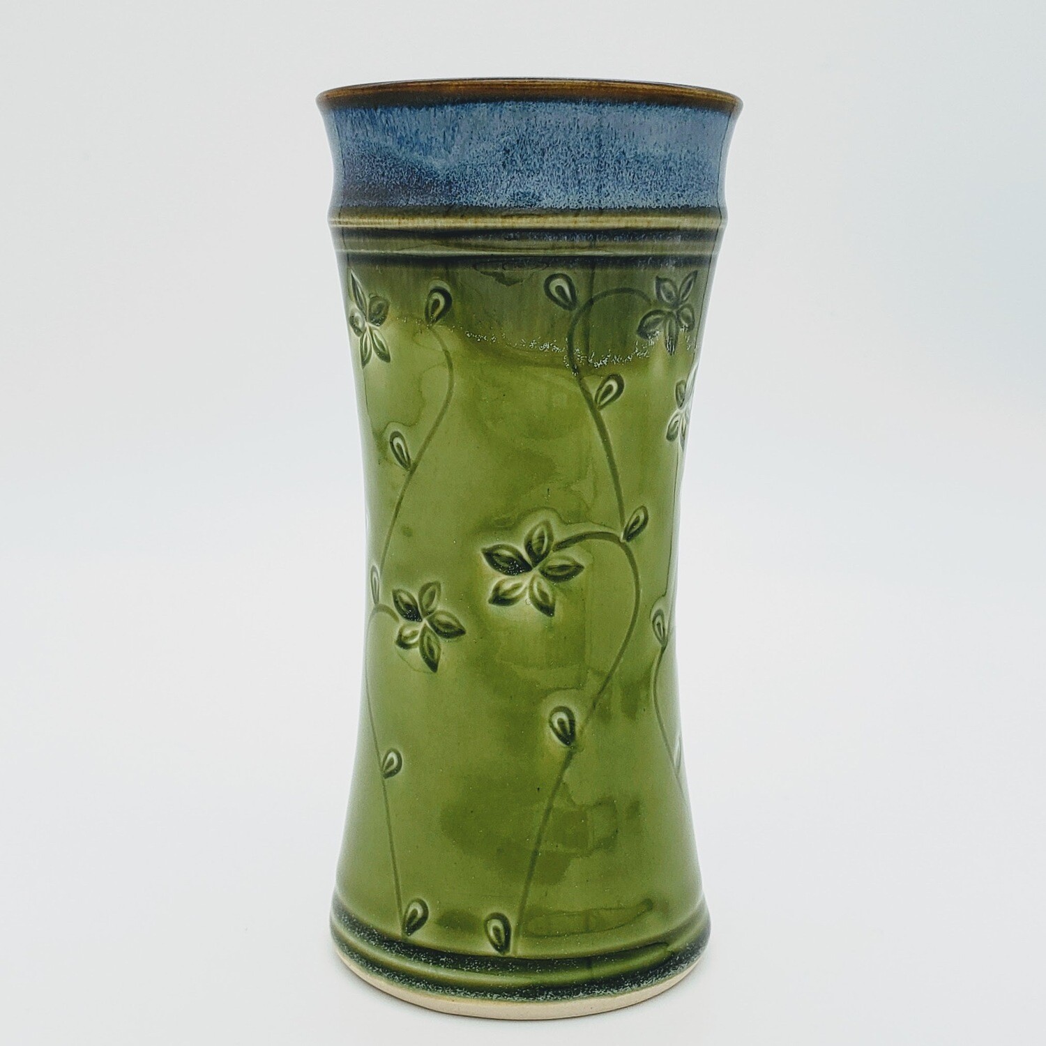 Medium Amphora Vase with Flowers, color: Green