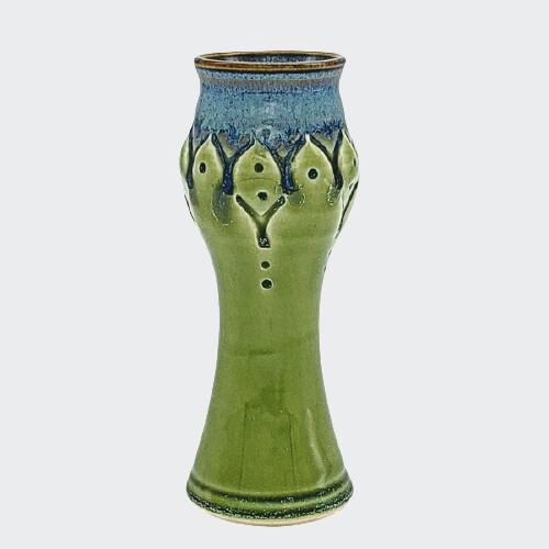 Small Amphora Vase with Half Pattern, Color: Green
