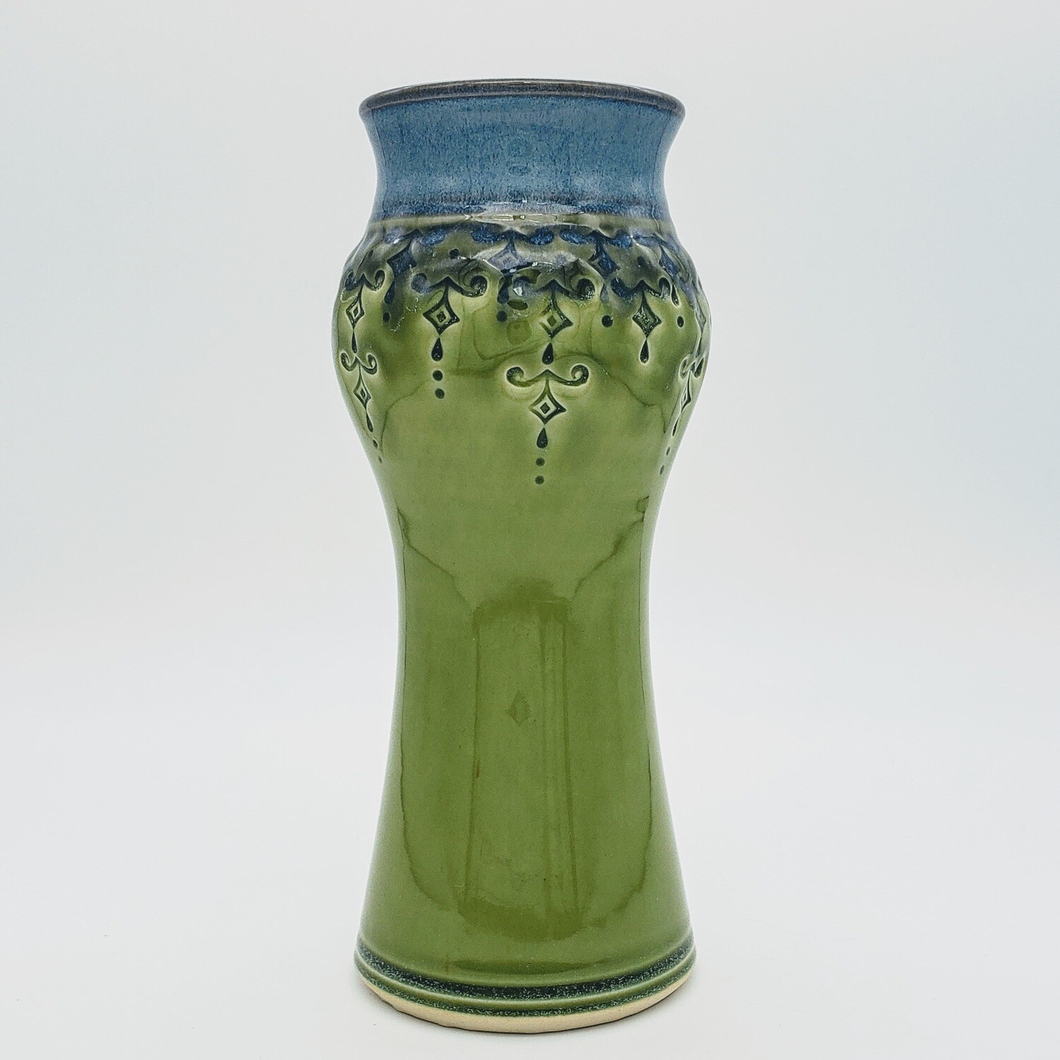 Large Amphora Vase with Half Pattern, color: green