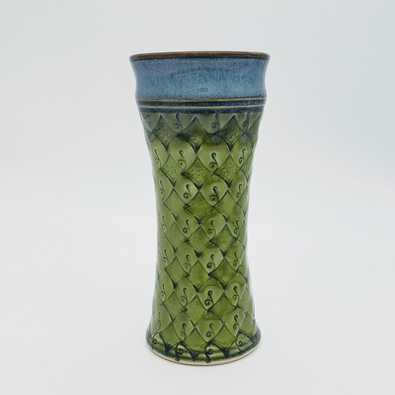 Special Find Green Medium Vase with Full Pattern