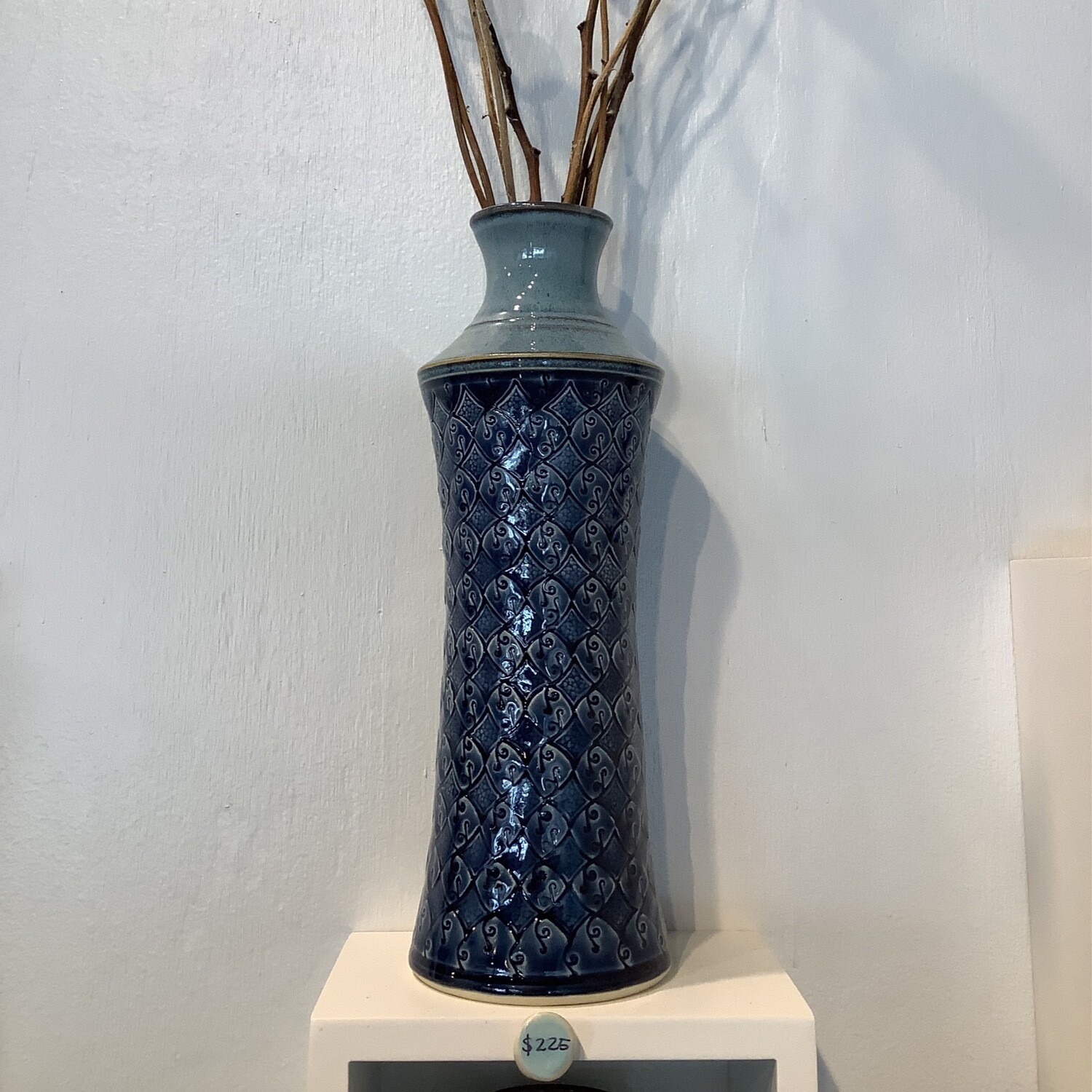 Tall blue vase