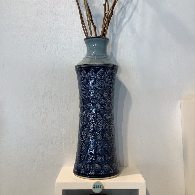 Tall blue vase