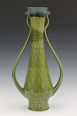 Large Handmade Ceramic Vase Green Lotus Flower