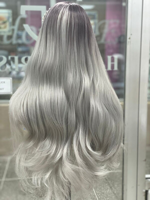 Luna - Straight Synthetic Wig - 1B/Grey (L)