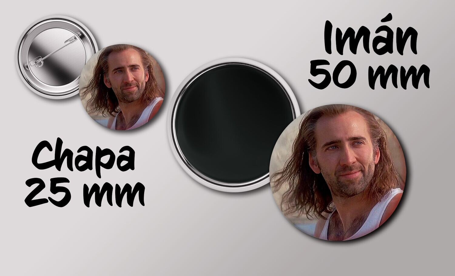 Pack Chapa e imán Nicolas Cage Con Air