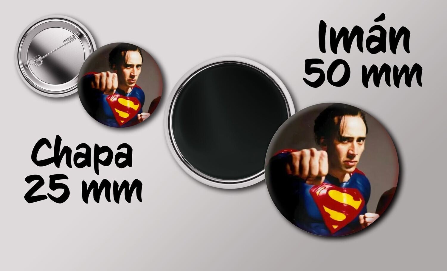 Pack Chapa e imán Nicolas Cage Superman