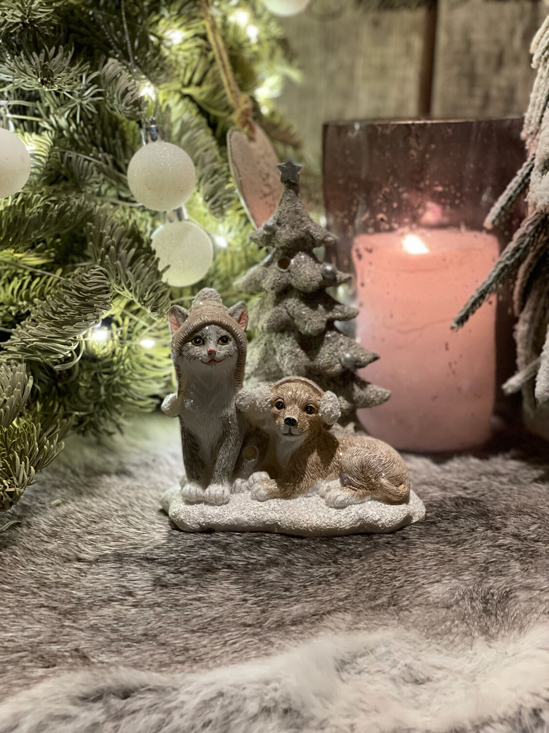 Kerstboom met hond en kat inclusief Led verlichting