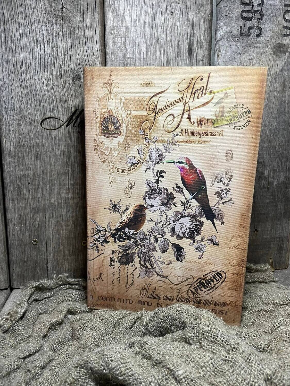 Deco boek Bruin met vogels en bloementak