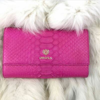 Python Clutch Bag -pink