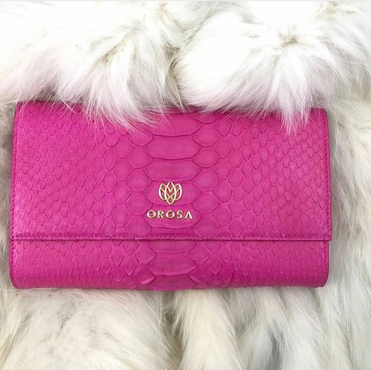 Python Clutch Bag -pink