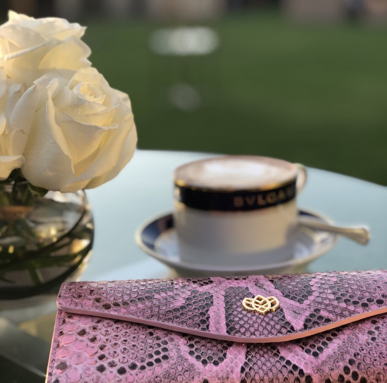 OROSA - Long Wallet Pink Python