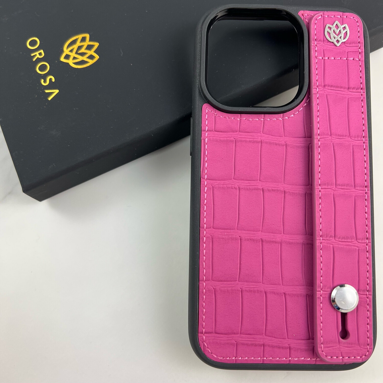 Iphone 14 Case - Fuchsia Embossed Leather