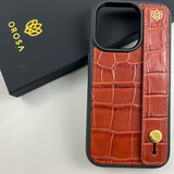 iPhone 14 Case - Brown Embossed Leather