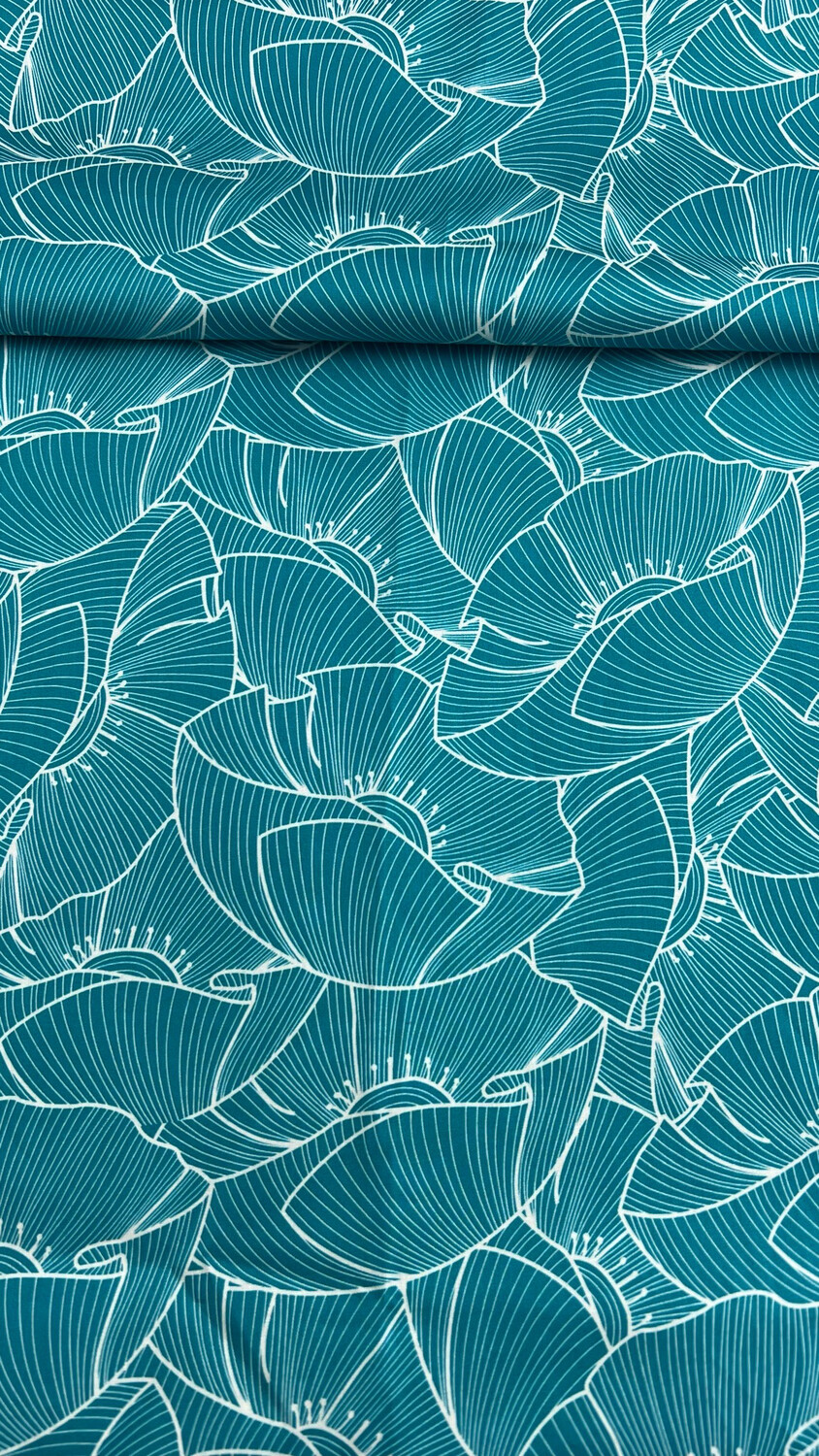Tana Lawn Cotton - Teal Poppy
