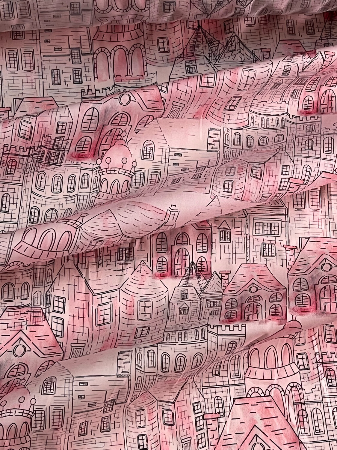 Tana Lawn Cotton- Pink Castles
