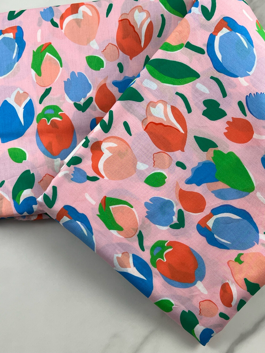 Tana Lawn Fabric - Tulips Light Pink
