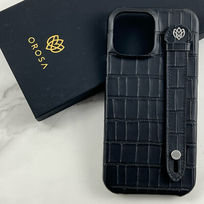 iPhone Case - Black Crocodile Embossed Leather