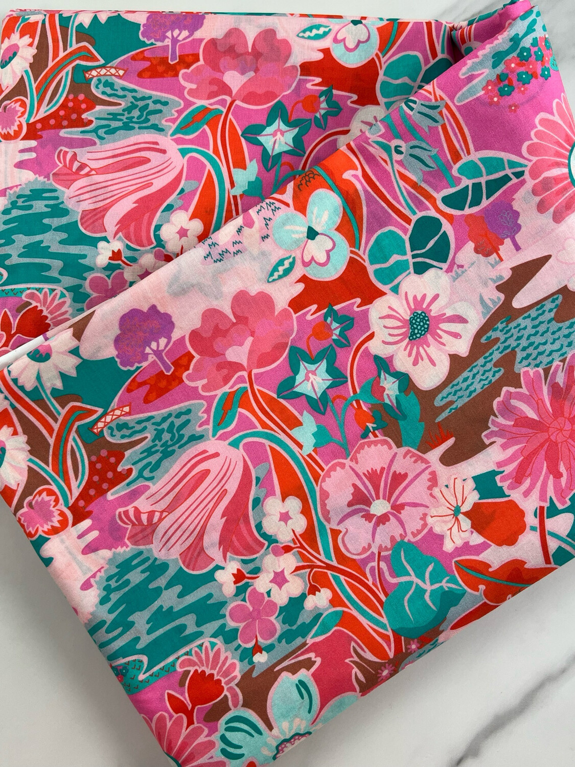 Tana Lawn Cotton Fabric - Garden Pink