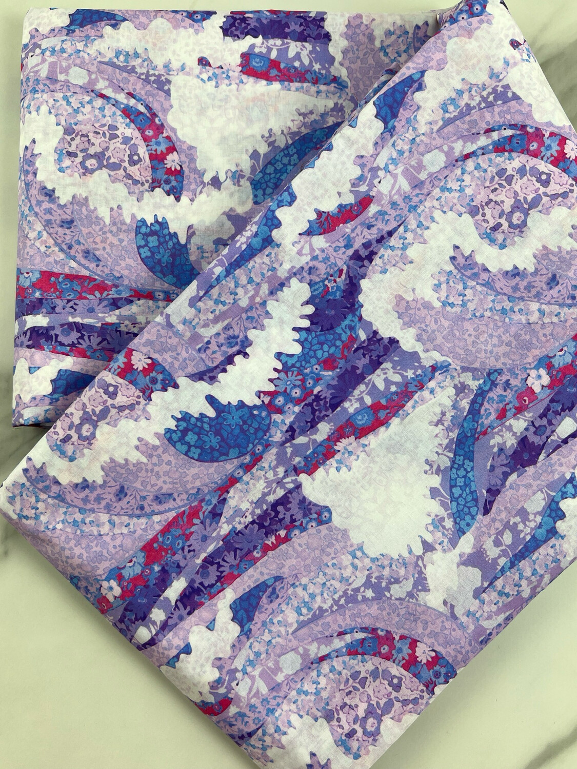 Tana Lawn Cotton Fabric - Waves Purple