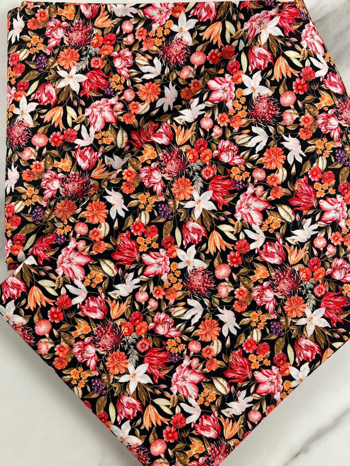 Tana Lawn Cotton Fabric - Mini Flowers Black