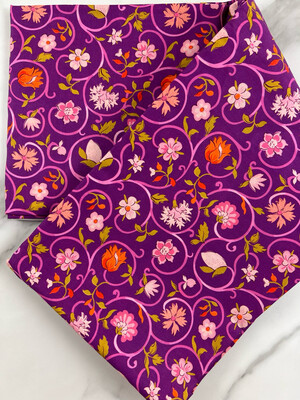 Tana Lawn Cotton Fabric - Flower Swirls Purple