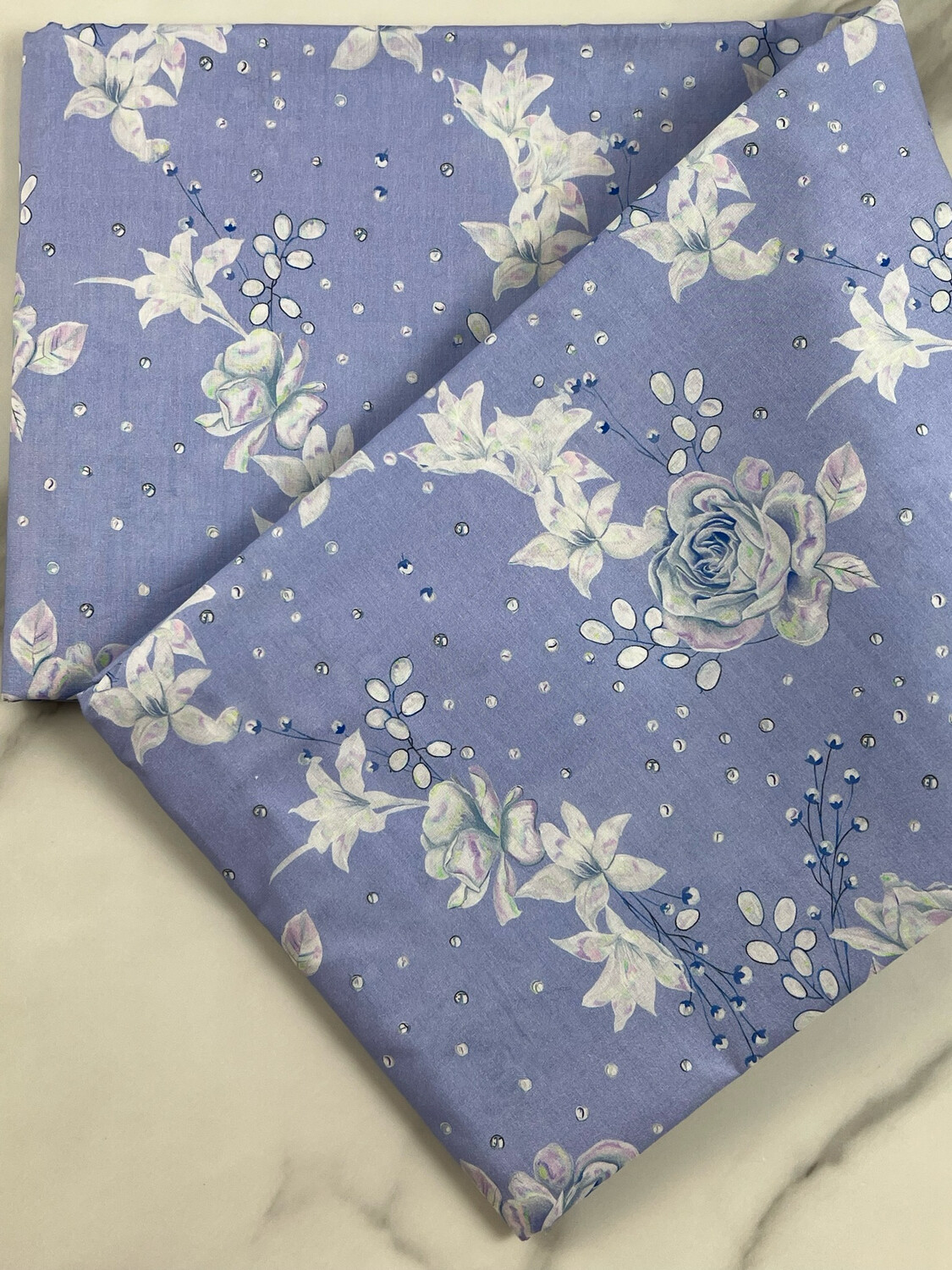 Tana Lawn Cotton Fabric - Rose Powder Blue