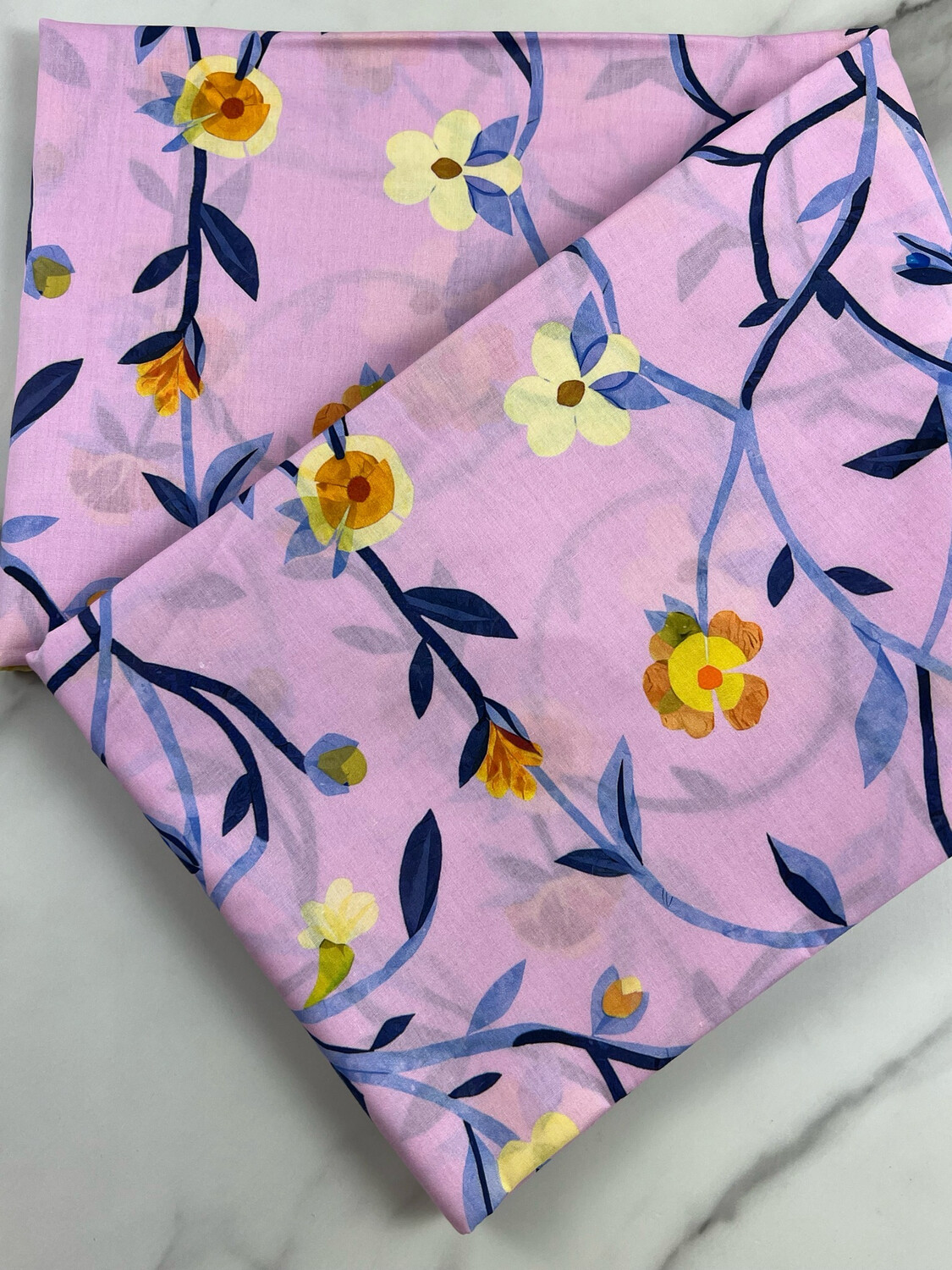 Tana Lawn Cotton Fabric - Flower Branches Lilac