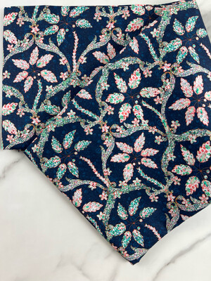 Tana Lawn Cotton Fabric - Gems Damask Navy Green Tana Lawn Cotton Fabric - Gems Damask Navy Green