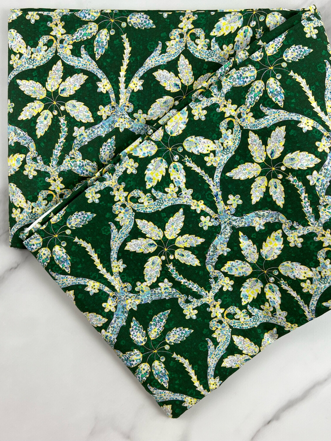 Tana Lawn Cotton Fabric - Gems Damask Green