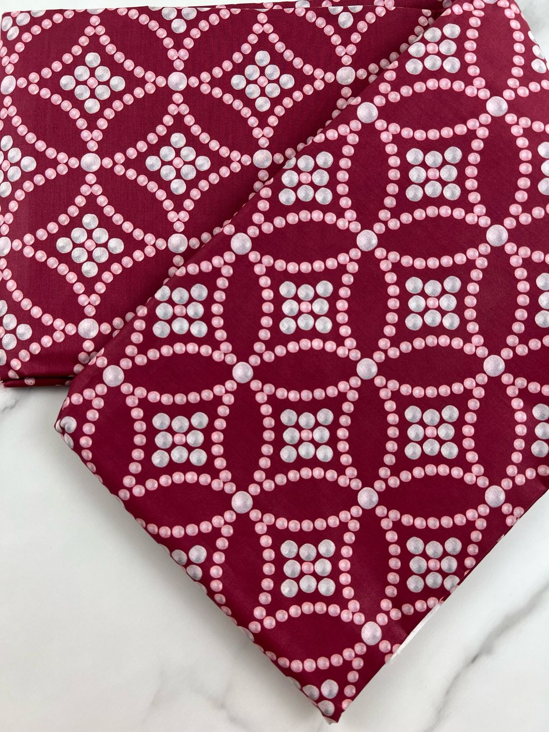 Tana Lawn Cotton - Pearls Chain Cherry