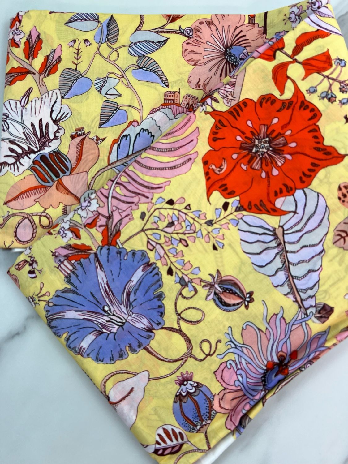 Tana Lawn Cotton - Flowers Butter Yellow