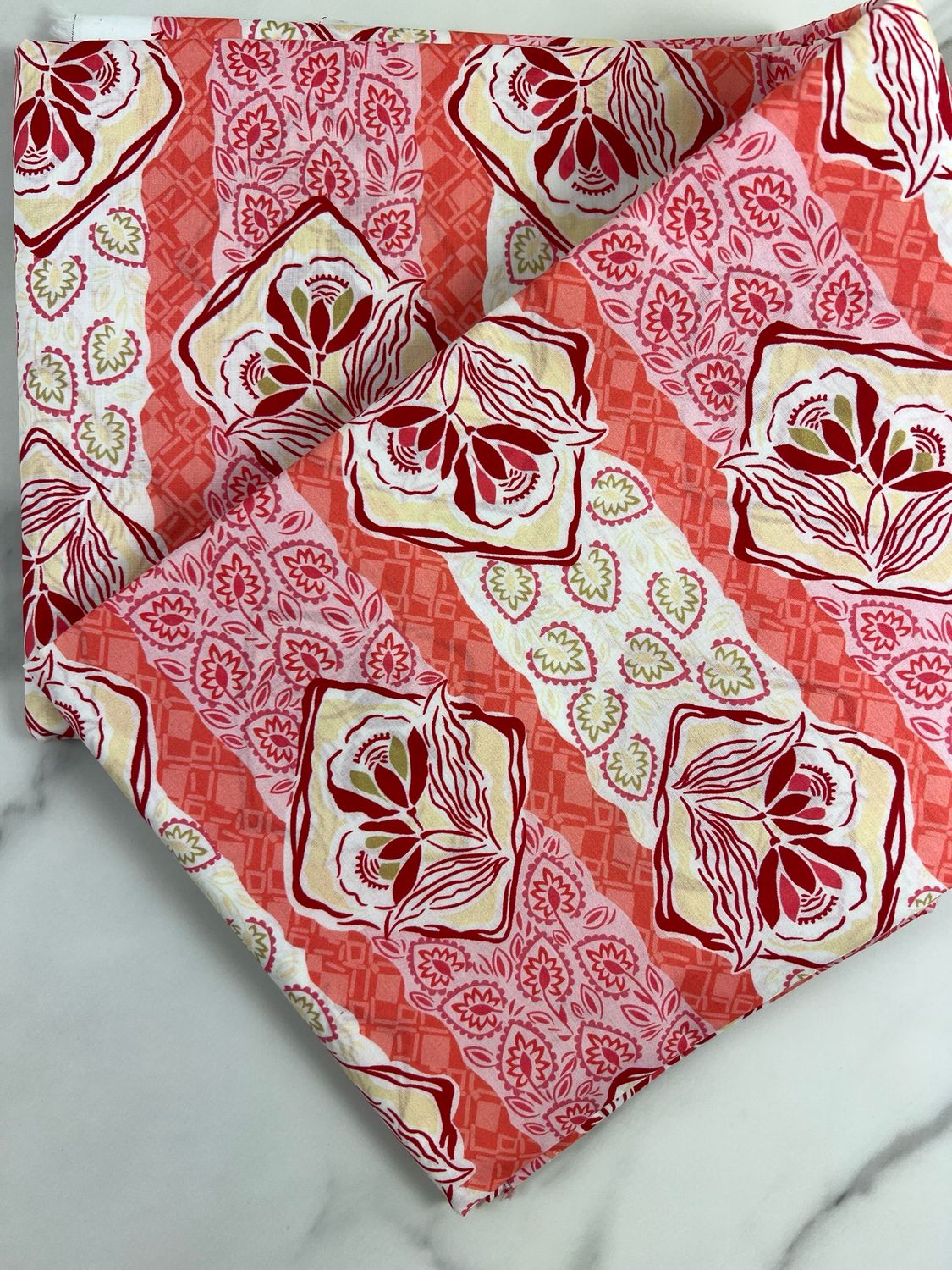 Cotton Tana Lawn Fabric - Peach Lines