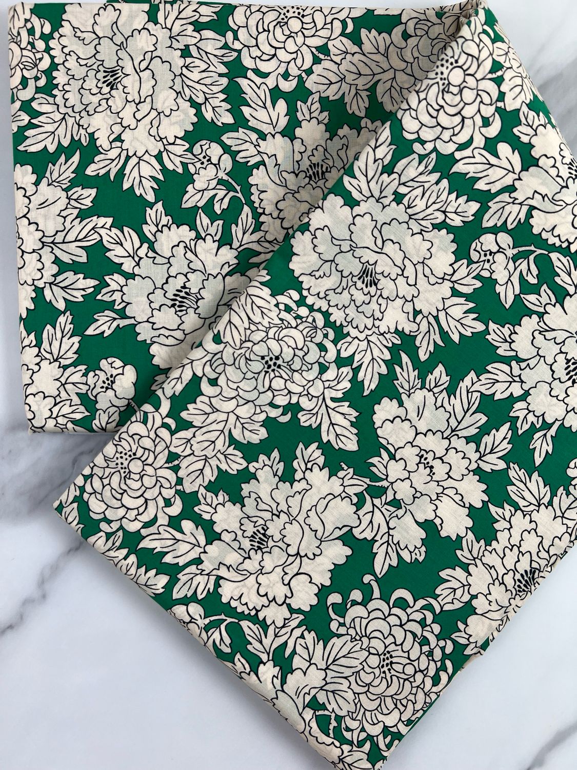 Cotton Tana Lawn Fabric - Greenish Flower