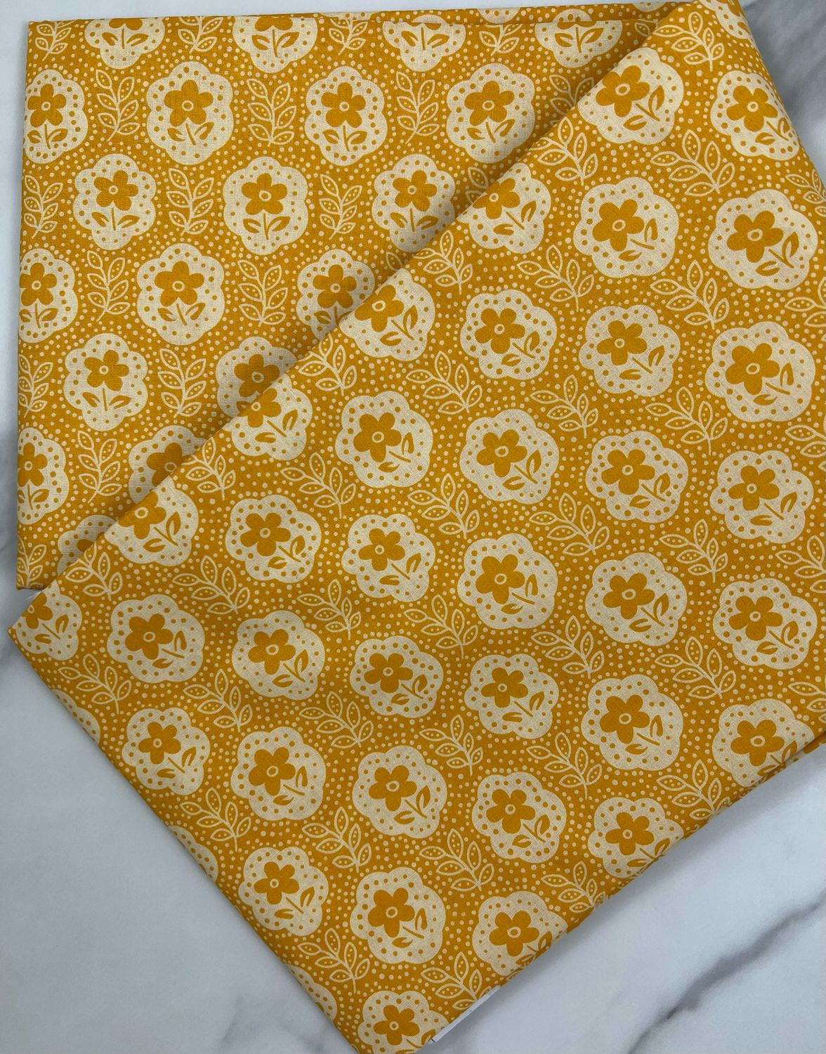 Tana Lawn Cotton Fabric - Flower and Leaves Yellow