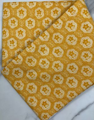 Tana Lawn Cotton Fabric - Flower and Leaves Yellow