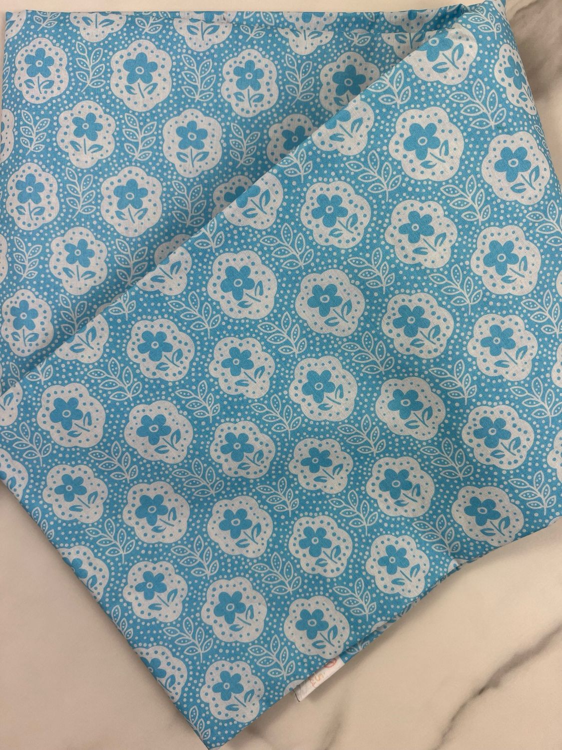 Tana Lawn Cotton Fabric- Flower and Leaves Blue