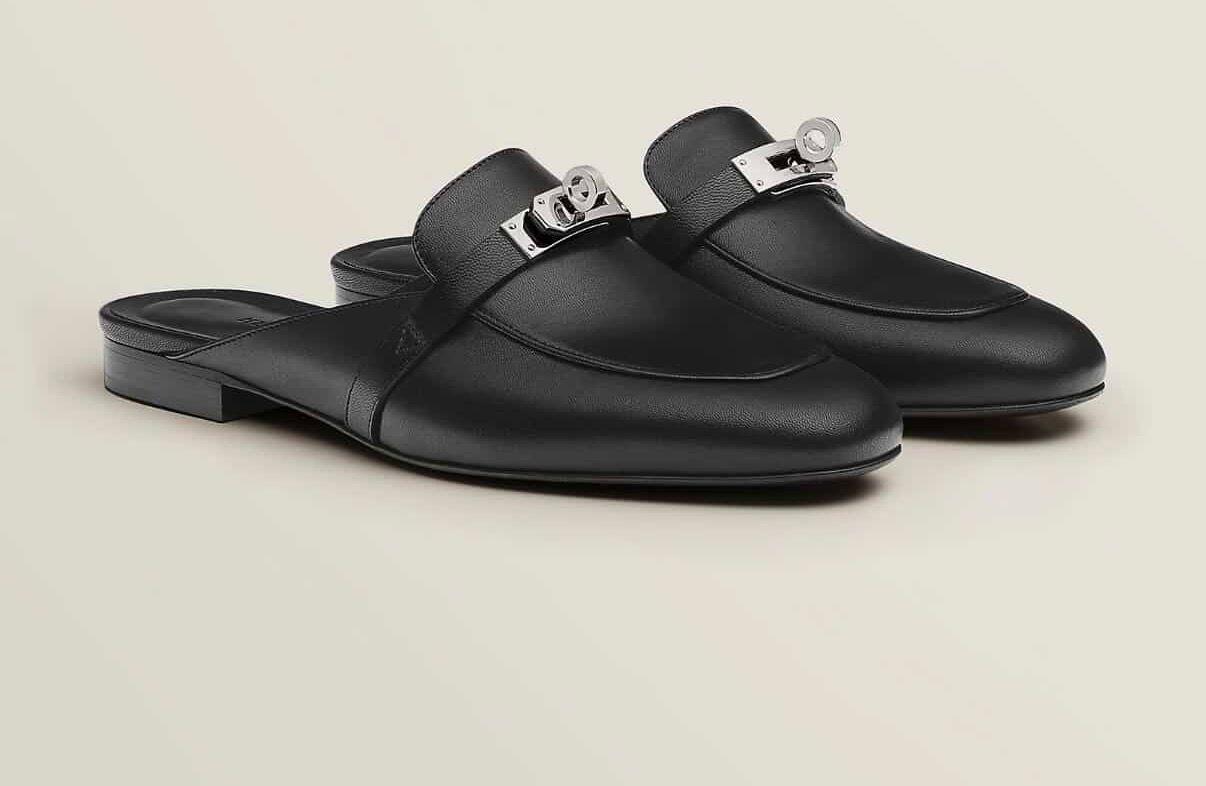 Hermes mule Silver Buckle