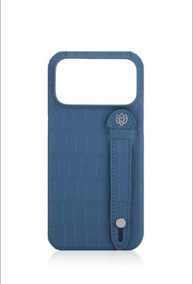 iPhone Case - Croco Embossed Leather Blue iPhone Case - Croco Embossed Leather Blue