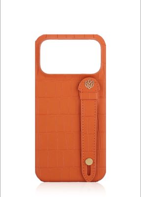 iPhone Case - Croco Embossed Leather Orange