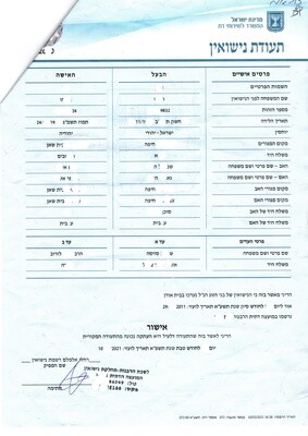 תרגום תעודת נישואין ישראלית